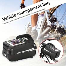 Waterproof Bicycle Handlebar Bag With Phone Holder - PU Material, Frame Front Pouch Fits Mountain Bike And Road Bike, Secure Zipper Closure, Black, Cycling Storage | Reflective Feature | Waterproof Bag, Bike Bag