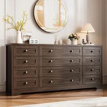 LIZHOUMIL 12 Drawers Wood Dressers For Bedroom,16" Wide TV Stand Dresser For 65 Inch TV,Long Wooden Dresser For Living Room, Hallway - màu nâu - Xem 1