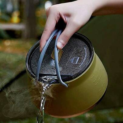 1 Liter Outdoor Camping Kettle Portable Folding Silicone Kettle Tea Pot Coffee Pot Earth Yellow