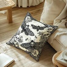 MEMNUN 1件黑白骷髅蛾花卉印花涤纶装饰抱枕套（不含枕芯），尺寸：17.7*17.7英寸（45*45厘米）/19.69*19.69英寸（50*50厘米）/15.75*15.75英寸（40*40厘米），[单面印花] 家居装饰、卧室装饰、房间装饰用品，适用于沙发、床、客厅、卧室、汽车、办公室、酒店等场所，四季皆宜，是馈赠亲朋好友的完美礼物。 - 彩色 - 查看 11