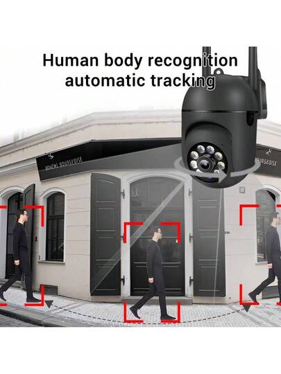 NEW 8MP 4K HD PTZ Wifi Camera Zwart Kam Pro Surveillance Cam 4X Digital Zoom Night Vision Human Detection Home Security Protection view 7