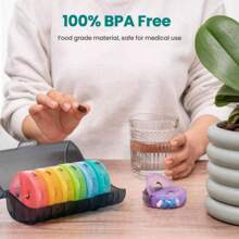 Organizer settimanale per pillole 2 volte al giorno, Porta pillole da viaggio 7 giorni, Contenitore per pillole AM PM due volte al giorno, Organizzatori portatili giornalieri per medicinali, vitamine, olio di pesce, integratori