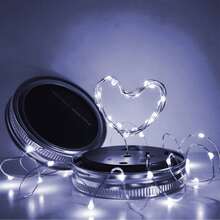 Solar Mason Jar Lid String Lights, 3/6/9/12/30Pack 20 Led 6.6FT String Fairy Star Firefly Jar Lids Lights With Hangers Included (Jars Not Included), For Mason Jar Patio Garden Wedding Lantern - ánh sáng trắng - Xem 2
