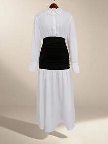 Women's Casual Elegant Party Front Button Long Sleeve Dress