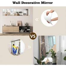 Wall Mirror Tiles, 1mm Thickness Self Adhesive Square Mirror, Flexible Mirror Sheets Wall Stickers Frameless Small Mirrors Wall Decor Set For Bathroom Home Gym Bedroom(Do Not Use As A Mirror) Mirror Wall Room Decor Mirror For Room Home Decor Bathroom Decor Living Room Decor
