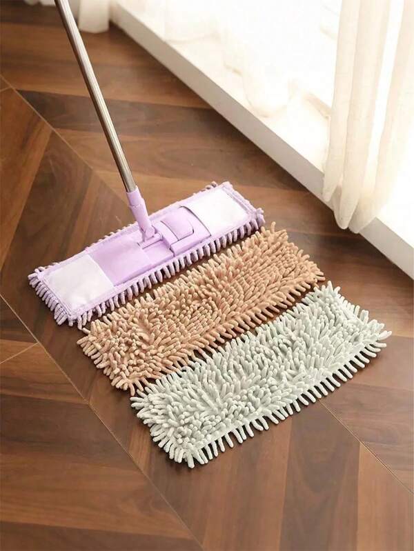 Microfiber Mop Pads - Dry Sweeping Cloths & Wet Mopping Cloths - 1pc Chenille Reusable Flat Sweeper Mop Head Replacement - Washable Mop Refill For Household Cleaning, Living Room, Patio, Kitchen, Mopping Floors (Mop Is Not Included)