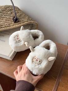 XIXITIAO 1 para miękkich pluszowych kapci z motywem owcy, modne kapcie dla par, grube, ciepłe, antypoślizgowe buty do noszenia w domu na zimę, urocze, puszyste kapcie domowe