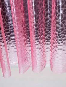 1pc EVA Transparent Shower Curtain, 3D Water Cube Embossed Asymmetrical Shape, Pink Transparent, Multiple Sizes, No Hooks - Pink - View 5
