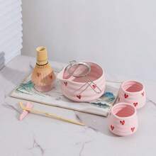 7/9pcs Japanese Matcha Whisk Set, Cute Heart Pattern Matcha Bowl With Spout And Matcha Whisk Set For Making Matcha Drinks, 7pcs Perfect Matcha Kit For Japanese Matcha Tea Ceremony Gift - Multicolor - View 9