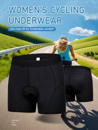 Women's Padded Cycling Underwear With Silicone Gel Cushioning, High Elasticity Cycling Shorts For Buttocks Lifting, One Piece Gym Shorts Gym Clothes Men Biker Shorts