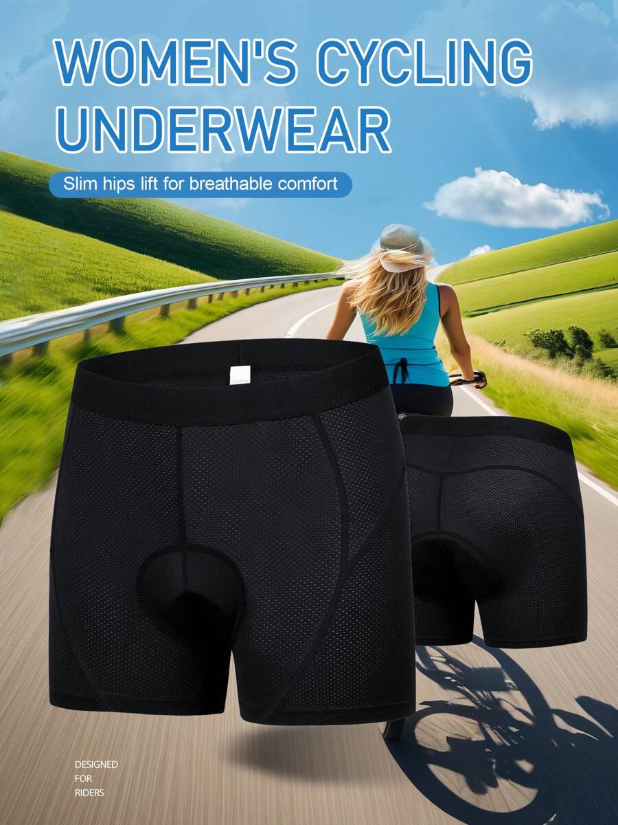 女士帶矽膠墊片的騎行褲,高彈性提臀騎行短褲,一體式健身短褲男士車手短褲