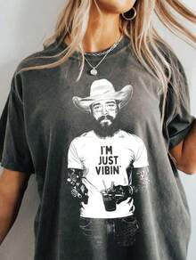 Vintage Women Posty Tour -Malone. Rap Country Concert Graphic Tee T-Shirt – Western Street Style Y2K Bootleg Oversized Retro Cotton Graphic Tees With Round Neck For Summer Tops Women, Vacation Outfits Women, Cowgirl Festival Outfit Women's Tops-Premium Cotton Graphic Printed Round Neck T-Shirts-365T - AA2 - Xem 2