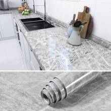 1 卷，PVC 铝箔光泽大理石纹理接触纸，可移除和剥离粘贴壁纸，防水防油乙烯基，适用于家庭、厨房、客厅墙壁装饰 - 彩色 - 查看 7