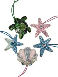 Accesorio de bolso de verano hecho a mano con bordado de cuentas con motivos de vida marina, concha, tortuga marina, estrella de mar con strass de lujo, accesorios para el coche para mujeres, cuentas, cuentas incrustadas, cuentas hechas a mano para uñas - Multicolor - Ver 7