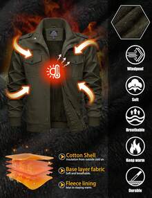 Men's Casual Workwear Jacket Padded Lined Warm Thickened Jacket Hooded Multi-Pocket Outdoor Activity Jacket - Army Green - View 4