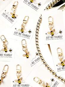 1/5/10 pièces Set de porte-clés avec phrases inspirantes, abeille, marguerite, tournesol. Ensemble de porte-clés cadeaux, multi-usage, charm de sac, pendentif de voiture, décoration de coque de téléphone, support d'écouteurs