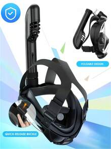 1 Set Full Face Snorkel Mask, Comes With 1 Pair Of Ear Plugs, Utilizes Latest Dry Top System, Foldable 180 Degree Panoramic Snorkel Mask With Camera Mount, Breathing, Anti-Leak And Anti-Fog Adult Snorkeling Gear, Beach Essentials, Beach Accessories, Pool Float