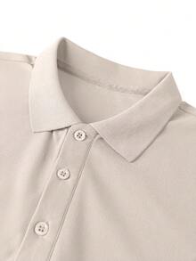 男士休闲纯色短袖 Polo 衫，夏季 - 杏色 - 查看 5