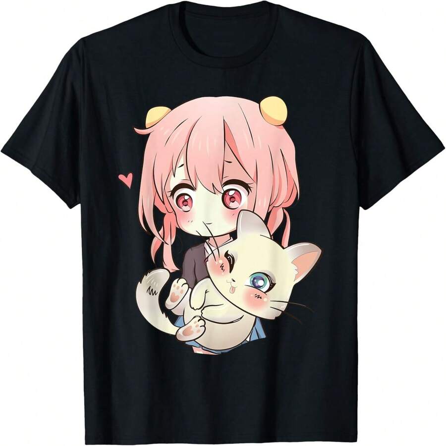 Anime And Cats Lover For Teen Manga Kawaii Graphic T-Shirt