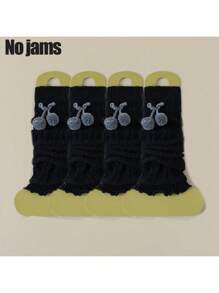 2/4 Pcs Women Furry Ball Decor Black & White Cute Versatile Leg/Foot Warmers, Thickened Long Leg Warmers For Spring/Autumn/Winter