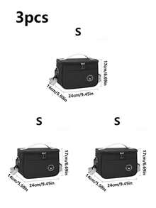 1pc/2pcs/3pcs Black Hand-Held Lunch Box Bag With Rice, Thickened Lunch Box, Insulated Meal Bag, Oxford Cloth Bento Bag, Office Worker Bento Bag - Black - View 13