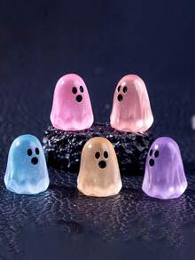 10/5/1pc Creative Glow-In-The-Dark Mini Ghost (Random Color), DIY Halloween Decor, Cute Mini Ghost, Glow-In-The-Dark Decor, Multi-Scene Decoration, Suitable For Desk, Decor, Room Decoration, Halloween Decor, Halloween Accessories