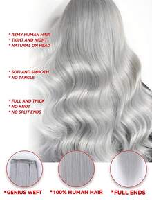 Genius Weft Human Hair Extension One Piece Hand Weft Sew In Invisible Hair Extensions Salon Quality 50G Remy Virgin Human Hair Add Hair Volume - SGray - View 4