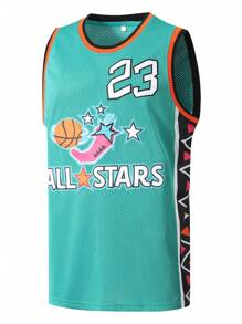 Men's Basketball Jersey 23 Green Embroidered Casual Sports Vest Round Neck Sleeveless Training Suit - Green - View 2