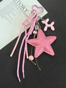 1PC Y2K Style Pink Star Bag Accessory, Chenille Bag Accessory, Keychain Accessories Car Pendant Can Be Used For Bag Pendant Pendant. Gifts Valentine'S Day Stylish For Teen Girls Women College Students Teacher White-Collar Workers Rookies & White-Collar Workers Gift Accessories Decor Present Car Accessories Women Key Chain Charms Back To School Supplies Gifts For Teachers