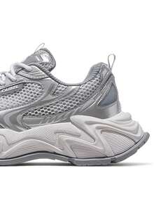 CAMEL CROWN 女士运动鞋，防滑鞋，透气女鞋，复古厚底运动鞋 - 白淺銀灰 - 查看 3