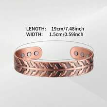 1 chiếc vòng tay có thể điều chỉnh bằng đồng nguyên chất từ tính, thủ công rỗng cổ điển, khảm Zirconia, năng lượng lành mạnh cho bệnh viêm khớp - đường rỗng - Xem 11