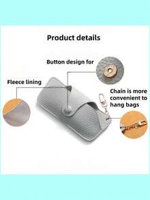 1pc Pressure-Resistant Handmade Leather Sunglasses Case, Anti-Fall Portable Chain Hanging Bag For Sunglasses Storage - Multicolor - View 5