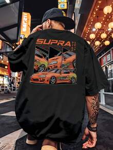 Oversized Streetwear T-Shirt Supra MK4 Orange Car Fast And Furious REF 7241 VEST NERD - 黑色 - 查看 5