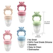 1个婴儿熊牙胶，硅胶喂养用具套装，安抚奶嘴磨牙玩具，婴儿辅食喂食器，水果蔬菜磨牙棒 - 彩色 - 查看 7