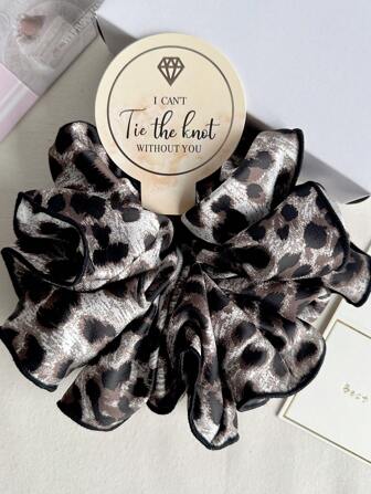 1 st. mjuk satinhårband med kortfack, extra stora leopardmönstrade elastiska hårsnoddar med volanger, lämpliga för möhippa/högtid/bröllop/brudtärnepresenter, hårsnoddar utan skador för kvinnor, krispiga hårsnoddar, badmakeup, ansiktstvätt, håraccessoarer med hästsvans