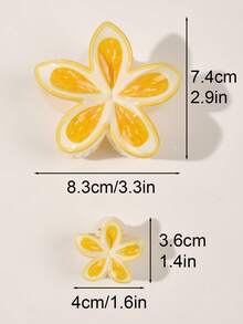 Set de 3 pinzas para el cabello con estampado de limón y flor de Plumeria, empaquetadas en tarjeta, de material ABS, estilo de vacaciones en la playa, accesorios de moda para el cabello de primavera/verano, pinzas elegantes para el cabello de mujer, accesorios de otoño e invierno