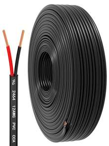 1 Piece 12-14-16-18 AWG Dual Core PVC Wire, 12V Low Voltage/Copper Clad Aluminum(CCA)/Flexible/Dual Core, Suitable For Automotive, LED Strips, Lighting Fixtures, Boats, Etc. - Black - View 3