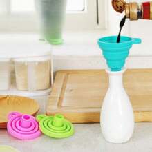Creative Kitchen Portable Folding Multi-Function Hanging Funnel, Candy Color Funnel, Outdoor Picnic Funnel