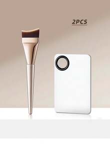 2pcs Professional Foundation Makeup Brushes - Ultra Thin Flat Top Makeup Brushes For BB Cream, Concealer And Foundation, Suitable For Daily Home Use Or Women Travel, Ultra Thin Foundation Makeup Brush And Black Makeup Sponge Set, Lightweight Face Contour Brush, Flat Face Mask Brush, Professional Makeup Tools, Dual-Use Makeup Sponge Blender And Foundation Brush, Christmas Gift For Friends, Family, Girlfriend, Classmates,Foundation Brush,Concealer Brush,Blush Brush,Contour Brush,Blush Brush,Bronzer Brush,Powder Brush,Foundation Brush,Blush Brush