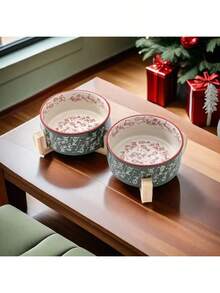 Ceramic Cat/Dog Bowl With Anti-Slip Wooden Stand, Elevated Pet Food & Water Bowl, Round Pet Feeding Bowl, Dishwasher , Easy To Clean - Mint Green - View 8