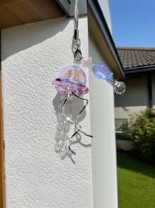 1pc Jellyfish Transparent Metal Arc Romantic Phone Chain Keychain, Suitable For Earphone Case, Phone Pendant, Phone Case Accessories, Gift For Friends