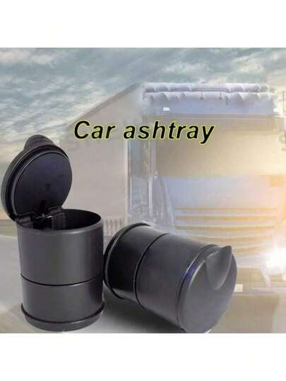 Cenicero para coche con tapa, diseño elegante y creativo, hecho de materiales resistentes al fuego y retardantes de llama, adecuado para varios portavasos de coche, uso doméstico u oficina, ideal para limpiar accesorios de viaje para el coche