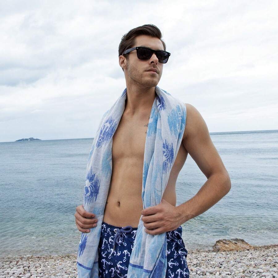 Made In Turkey Peshtemal Beach Towel – Lightweight Turkish Towel – 100x180 Cm – Soft, Quick Dry, Compact – For Beach, Bath, Spa & Everyday Use - Baby Blue - View 1