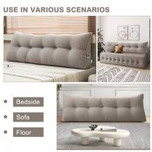 Triangular Headboard Pillow Daybed Wedge Pillow With Side Pockets, Bed Rest Reading Pillow With Removable & Washable Cover, Bed Gap Filler, Bolster Backrest Support Cushion For Twin/Queen/King Beds