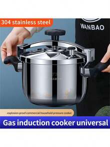 Olla a presión comercial de acero inoxidable, de gran capacidad y tamaño extra grande para cocinas de gas e inducción, olla a presión universal de gran tamaño para hoteles, catering y comidas para grupos, ideal para hervir mariscos - Negro - Ver 7