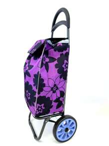 Shopping Trolley With Insulated Pocket Easy To Climb Stairs, Waterproof, Wear-Resistant, High Quality, With Soft Wheels, Made Of Premium Oxford Fabric, Available In Several Colors, 99 X 24 X 32cm, HEIGHT 99cm MAX WEIGHT SUPPORT 50KG - Black Big Flower - View 4