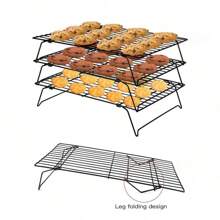 1/3 Tier Cooling Rack, Suitable For Cookies, Cakes, Etc. - Quickly Cools Multiple Batches Of Cookies, Cake Layers Or Pastries, Black