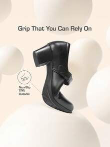 Women's Chunky Low Block Closed Toe Heels Round Toe Mary Janes Pumps Elegant Comfortable Classic Dress Work Shoes - màu đen - Xem 4