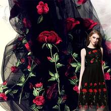 قماش تول مطرز بالزهور بالياردة، قابل للغسل باليد فقط، نمط الوردة، قماش مناسب لصنع فساتين الزفاف والملابس والتنانير والديكور - متعدد الألوان - مشاهدة 3