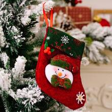 1pc Christmas Stocking Gift Bag, Small Size Candy Decoration Gift Bag With Snowman, Reindeer, Santa Claus Socks Hanging Ornament - Multicolor - View 12